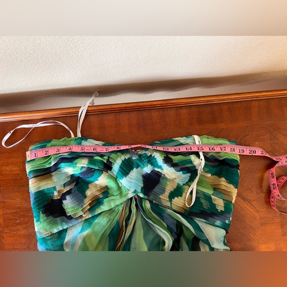 Tadashi Shoji 100% Silk Flowy Abstract Strapless Grown Size 14 - Picture 9 of 15